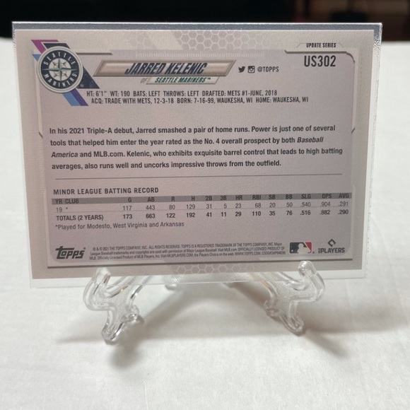 2021 Jarred Kelenic Rookie Card Seattle Mariners Topps Update Series Baseball - Picture 3 of 4